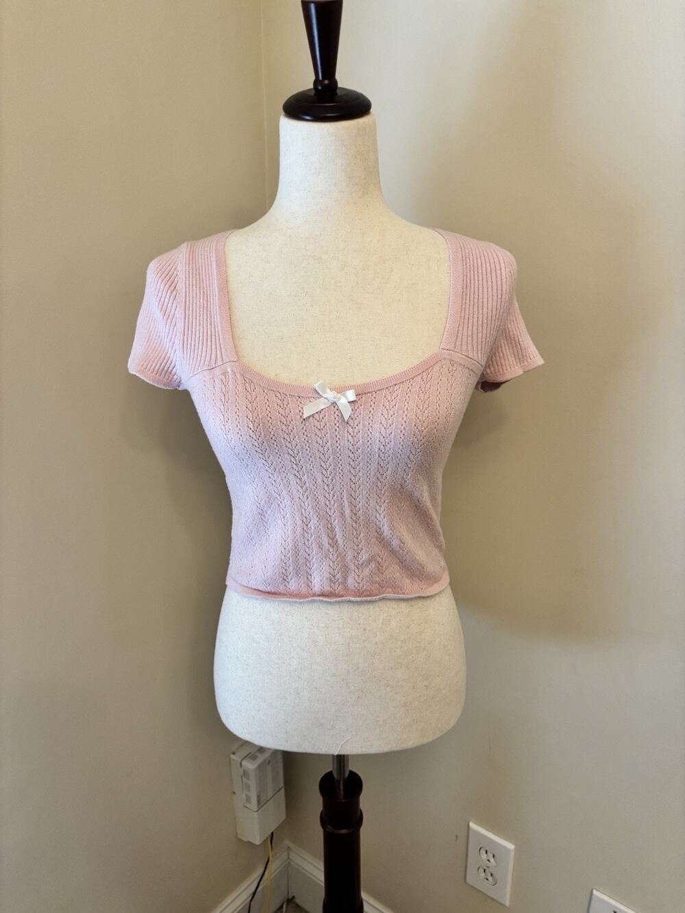 The Prairie by Rachel Ashwell Pink & White Coquette Shabby Chic Top M Feminine
